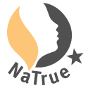 Логотип NaTrue и одна звезда за натуральную косметику, состоящую из почти исключительно натуральных или натуральных ингредиентов, соответствующих строгим требованиям NaTrue